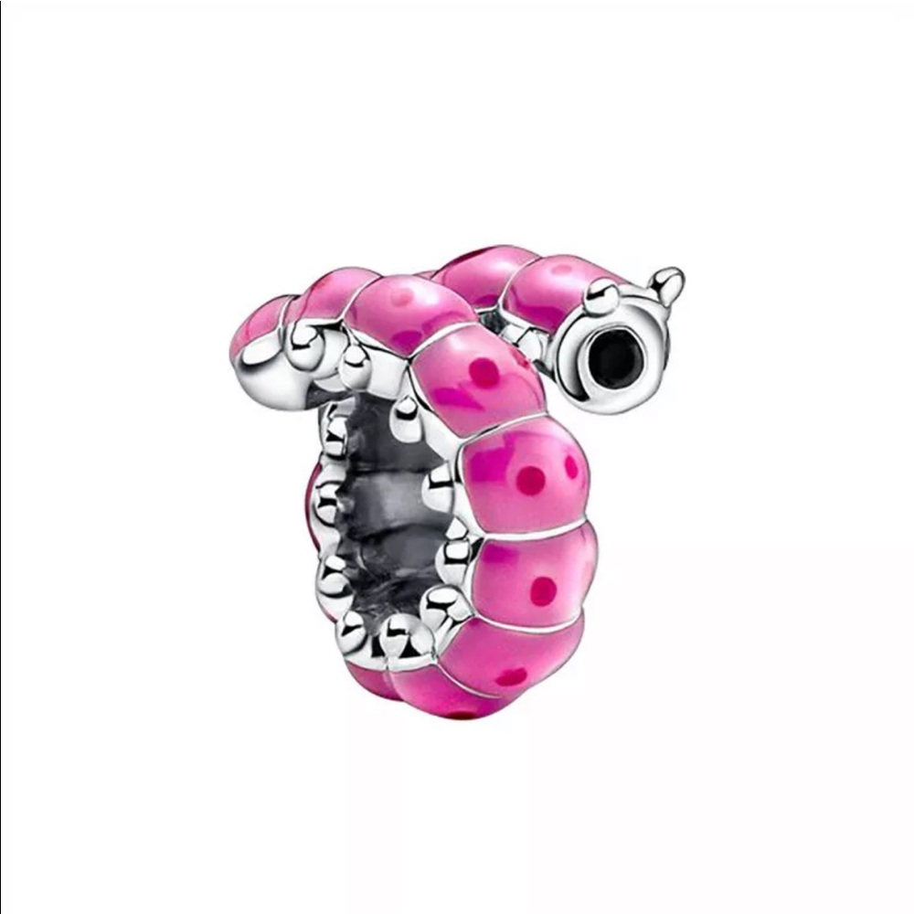 NEW•Pink & Silver Caterpillar DIY charm